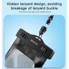 Sac étanche pour téléphone Yesido – WB10 – PVC transparent – écran tactile – noir — Accessoire · Smarty Paris 18e